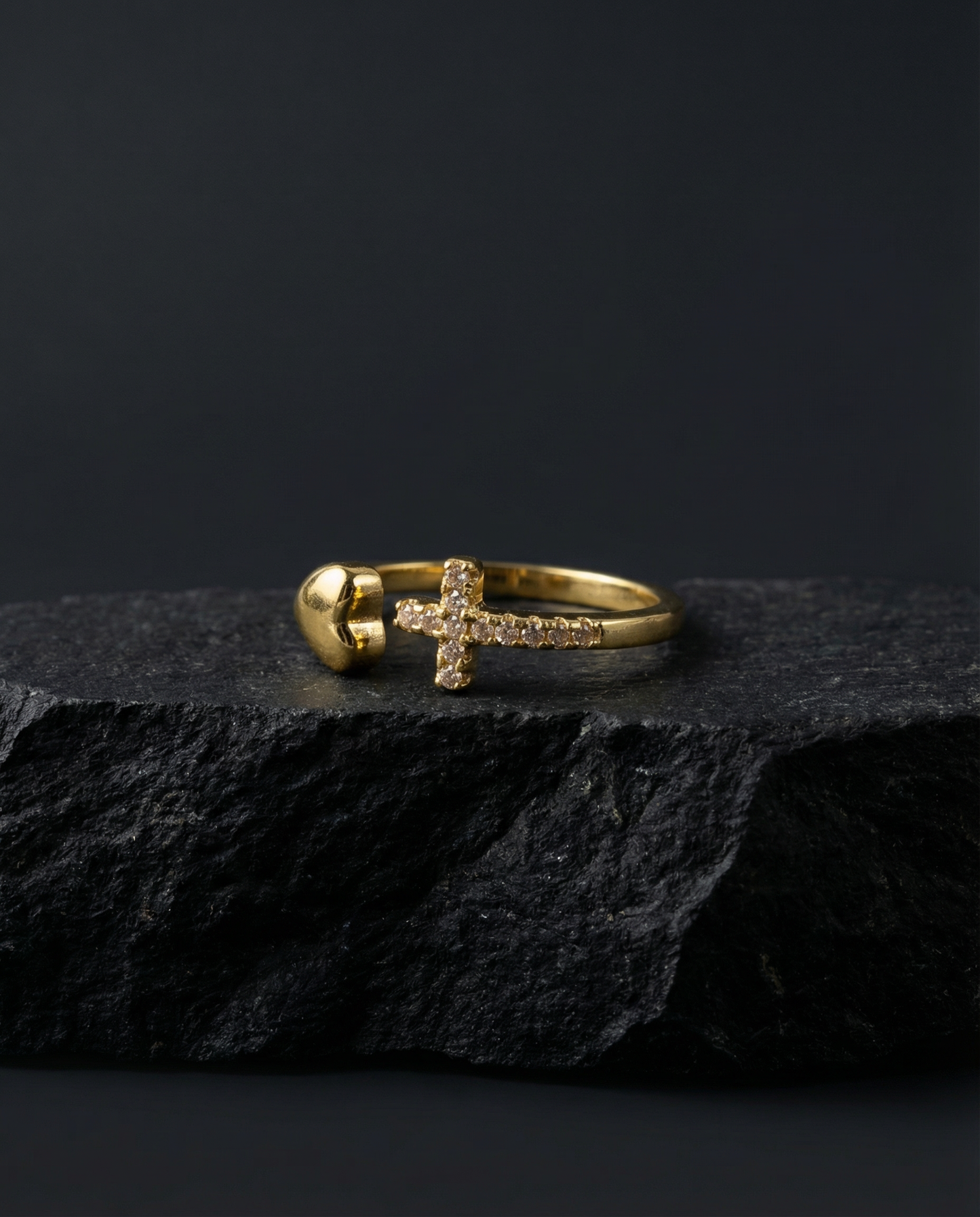 Catholic Cross Ring with Cubic Zirconia
