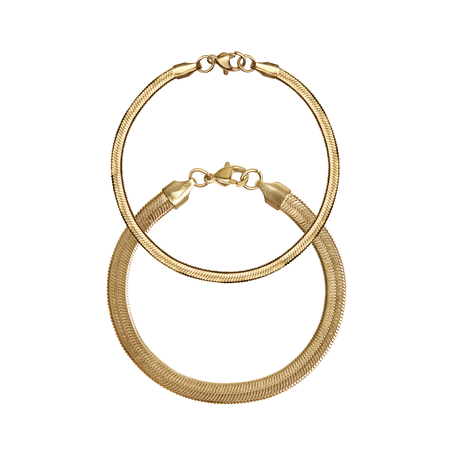 18K Gold Herringbone Chain Bracelet: 7" / 3mm