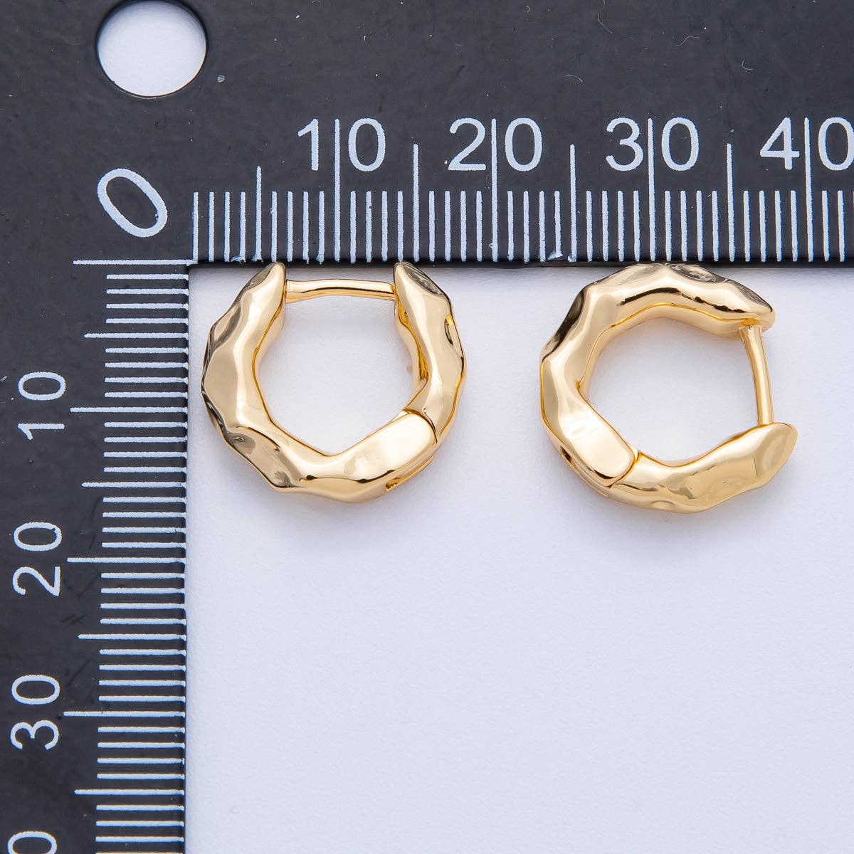 18K Gold Filled 16.5mm Hammered Huggie Earrings | Earrings-00041