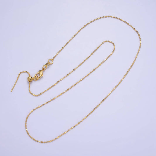 14K Gold Filled 1mm Bead Tube Chain 18 Inch Slider Necklace: Gold