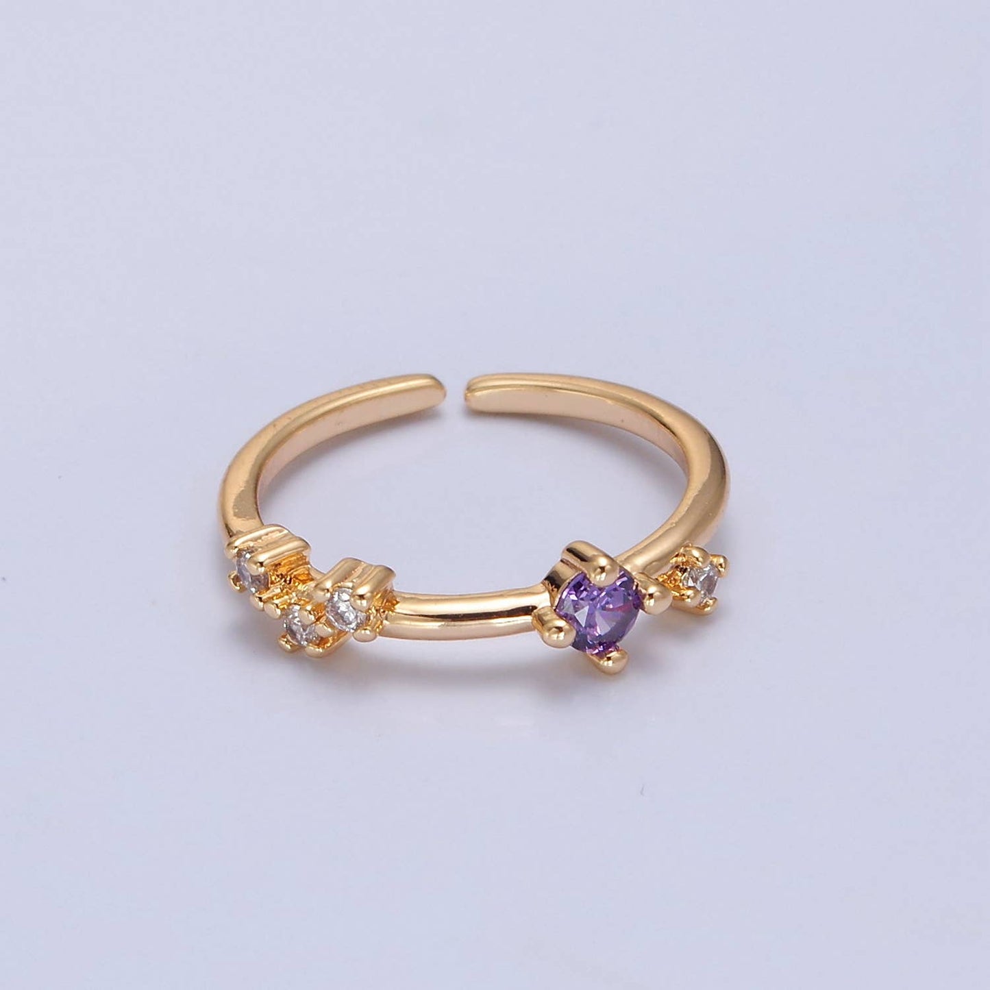 Colorful CZ Crystal Minimalist Gold Ring O2152~O2157: AB Color