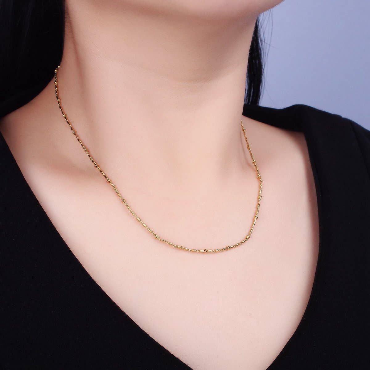 24K Gold Filled Tube Chain With Gold Beads For Wholesale Necklace Dainty Satellite Chain Jewelry Making Supplies | WA-1857 WA-1858 Clearance Pricing: Gold