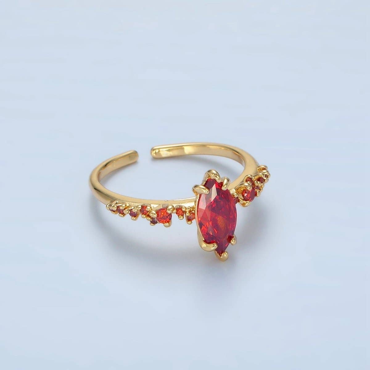 24K Gold Filled Orange Marquise CZ Solitaire Ring | O1408