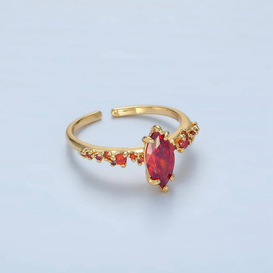 24K Gold Filled Orange Marquise CZ Solitaire Ring | O1408