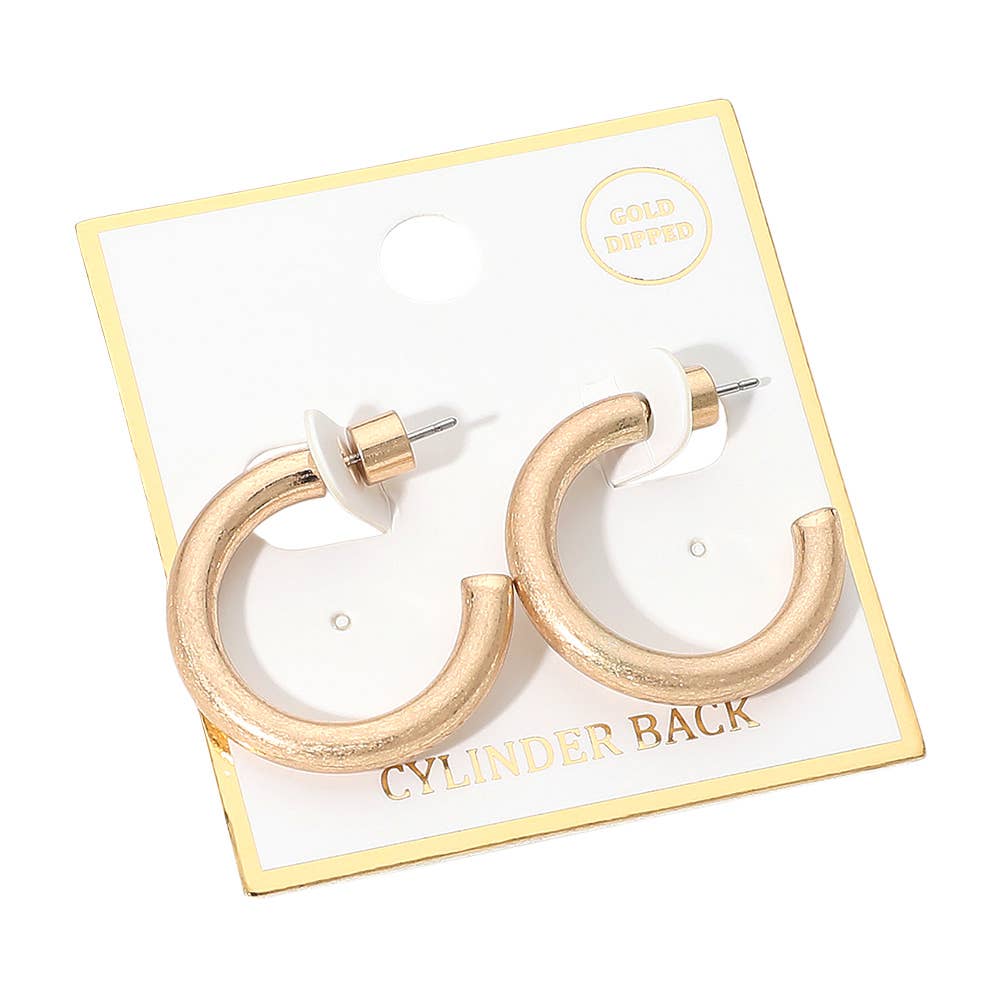 Gold Dipped Open Hoop Earrings: Worn Gold