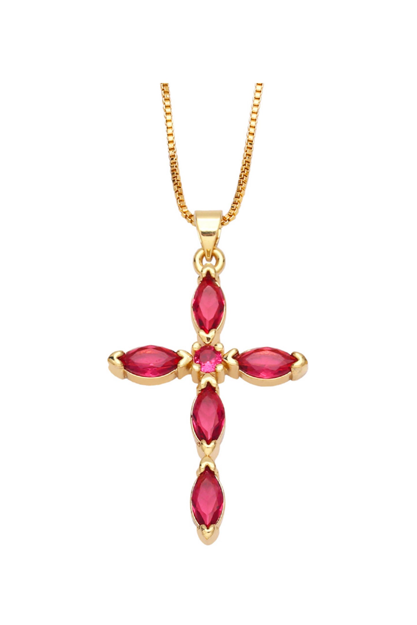 Cross Cubic Zirconia Pendant Necklace  N4764: Blue