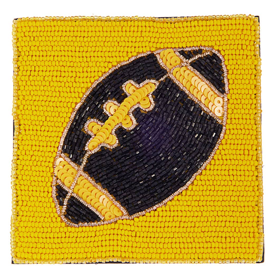 Seed Beaded Square Football Home Coaster: GANGD / ONE SIZE