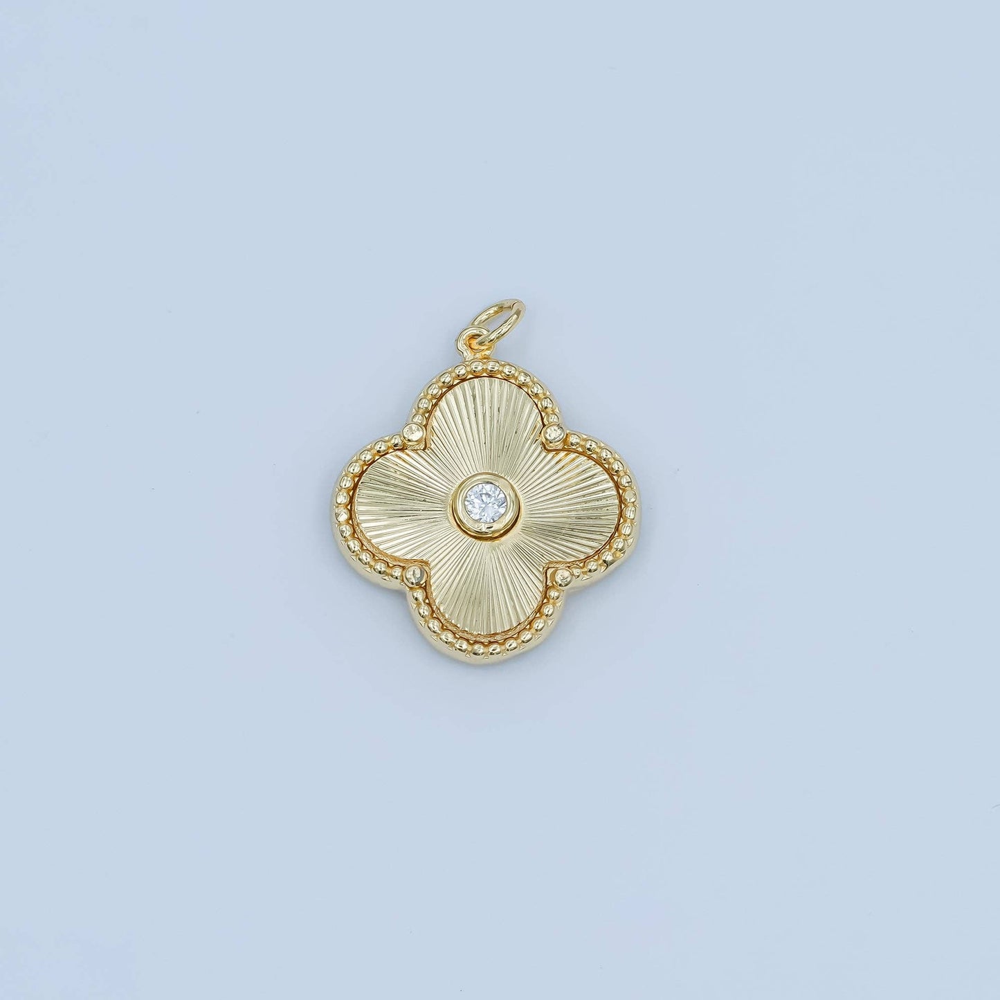 24K Gold Filled 20mm CZ Sunburst Flower Charm | M186
