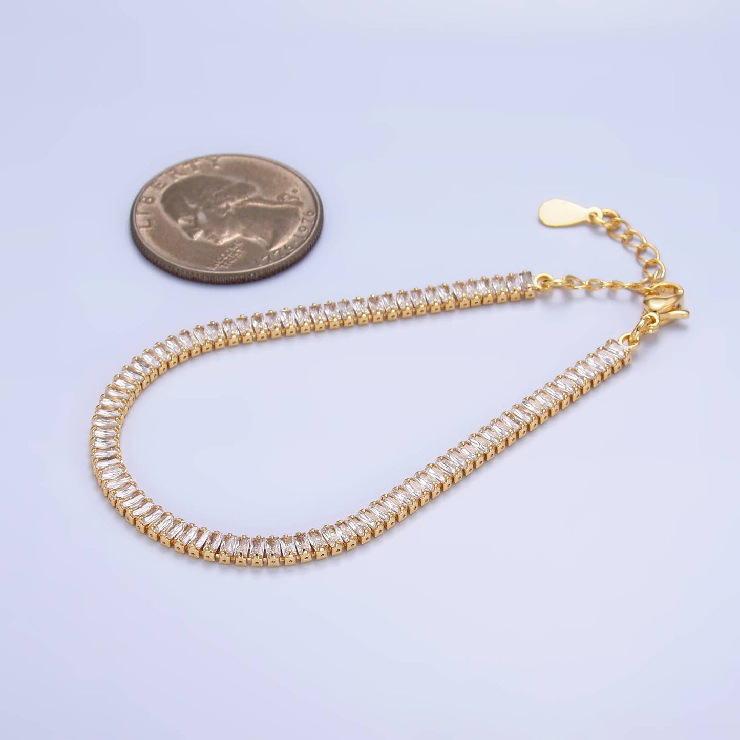 24K Gold Filled CZ Baguette 7inch Tennis Bracelet | WA-2975