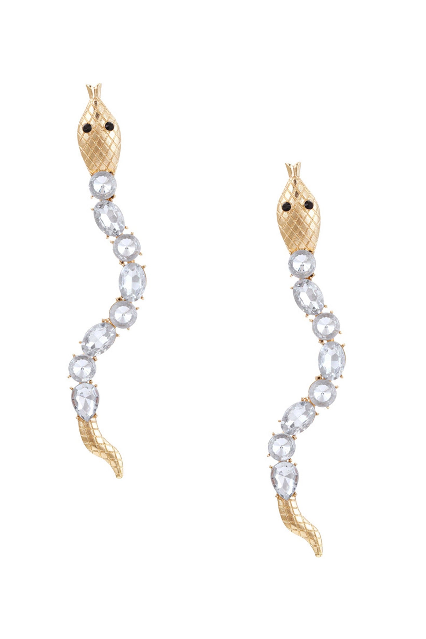 Snake Rhinestone Earrings E7269: White