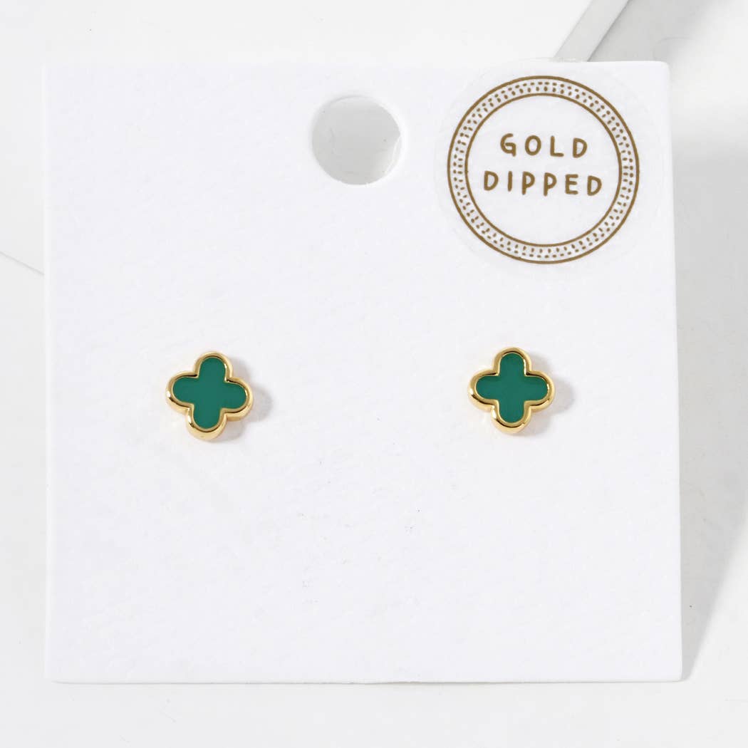 Gold-Dipped Clover Post Earrings: GPK / ONE SIZE