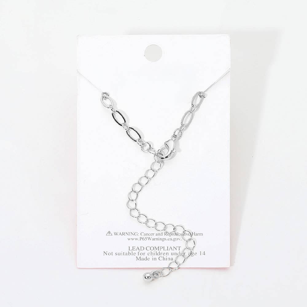 Gold Dipped Stone Pave Quatrefoil Charm Textured Paperclip Chain Anklet: Clear,Gold