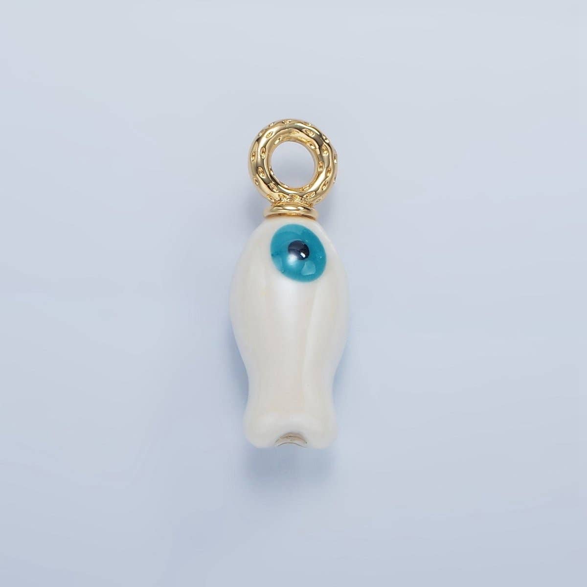 24K Gold Filled 30mm Enamel Fish Sea Animal Ceramic Drop Charm | X794 - X801: Light Green