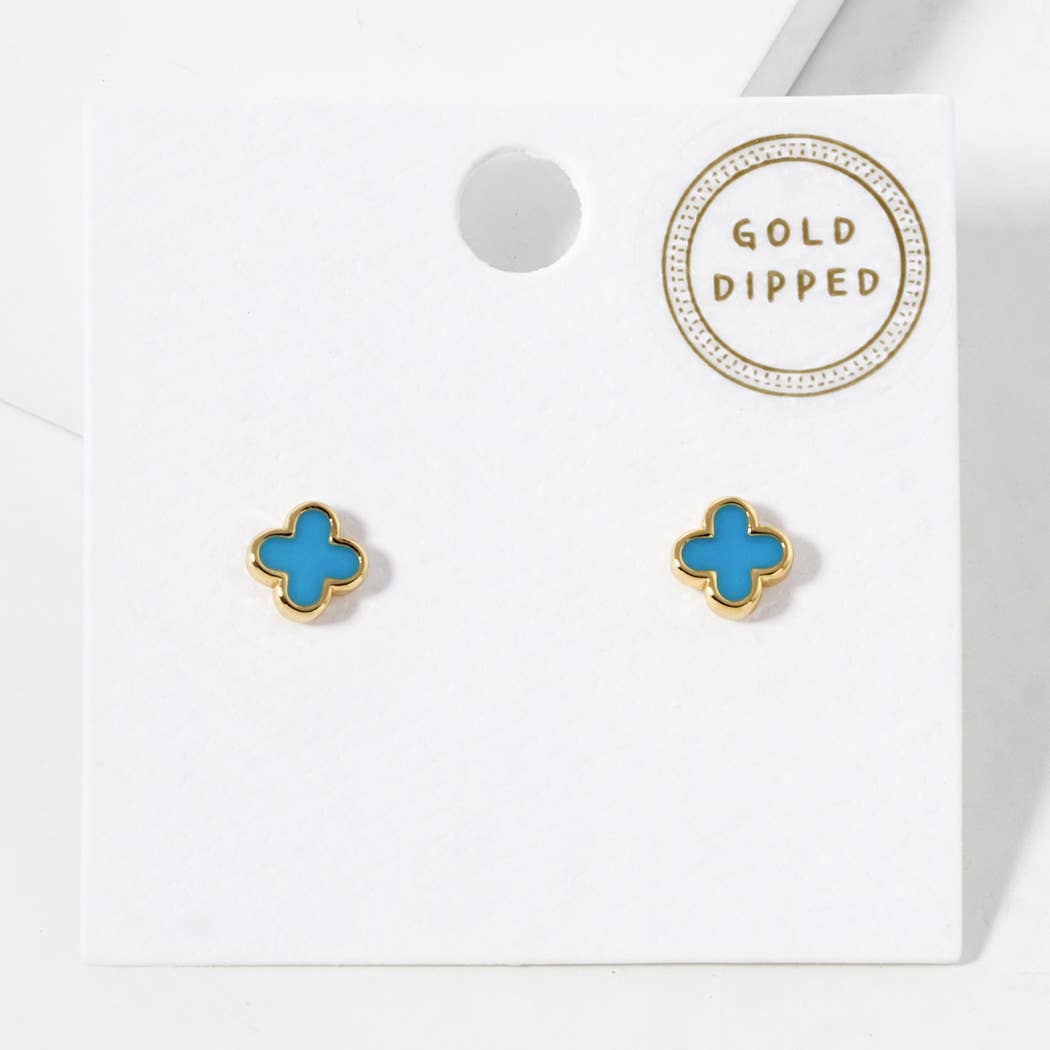Gold-Dipped Clover Post Earrings: GPK / ONE SIZE