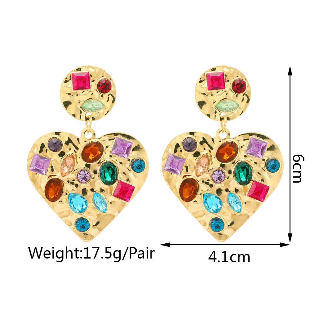 Heart Rhinestone Alloy Earrings E5657: Multi
