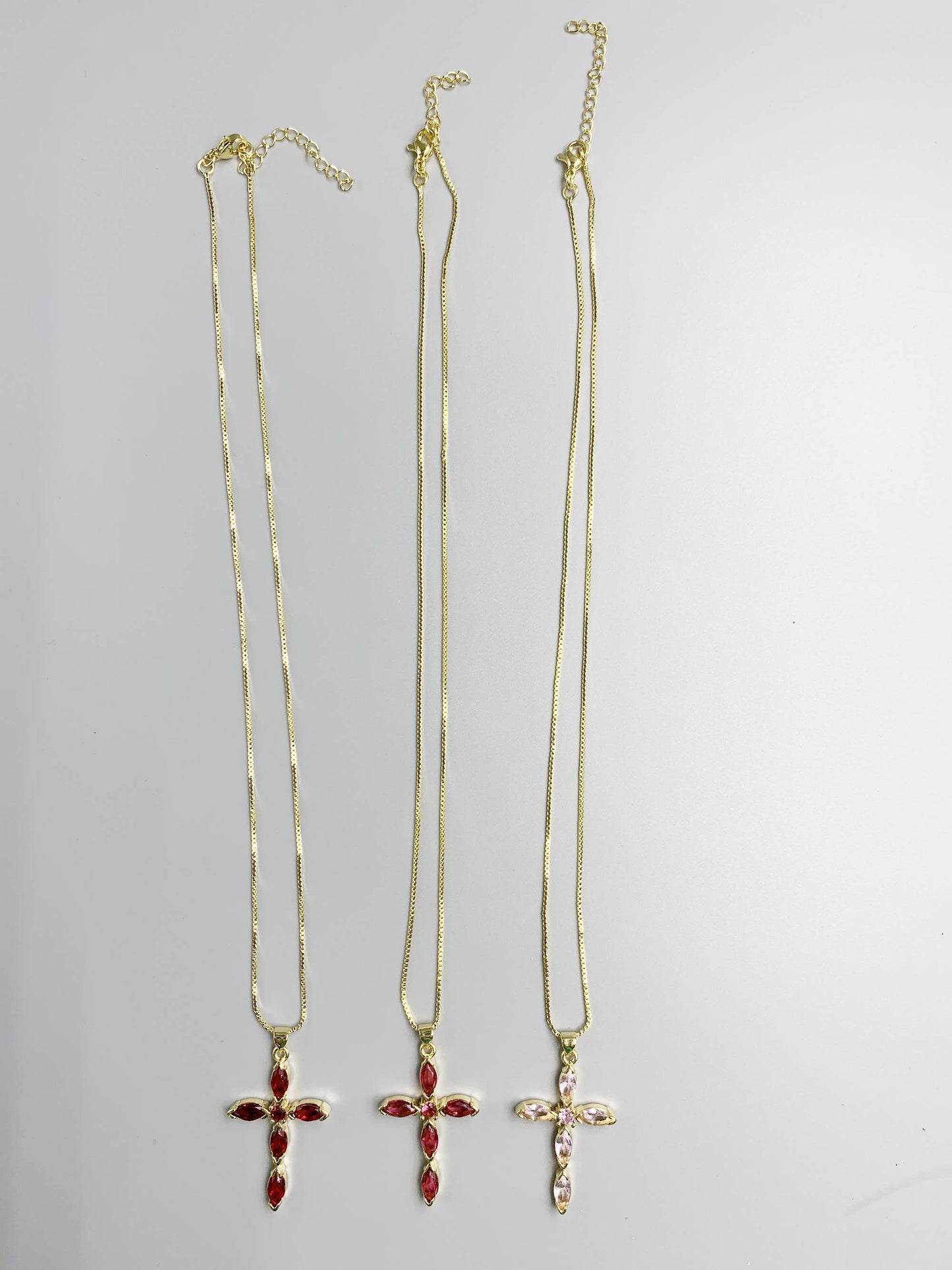 Cross Cubic Zirconia Pendant Necklace  N4764: Red