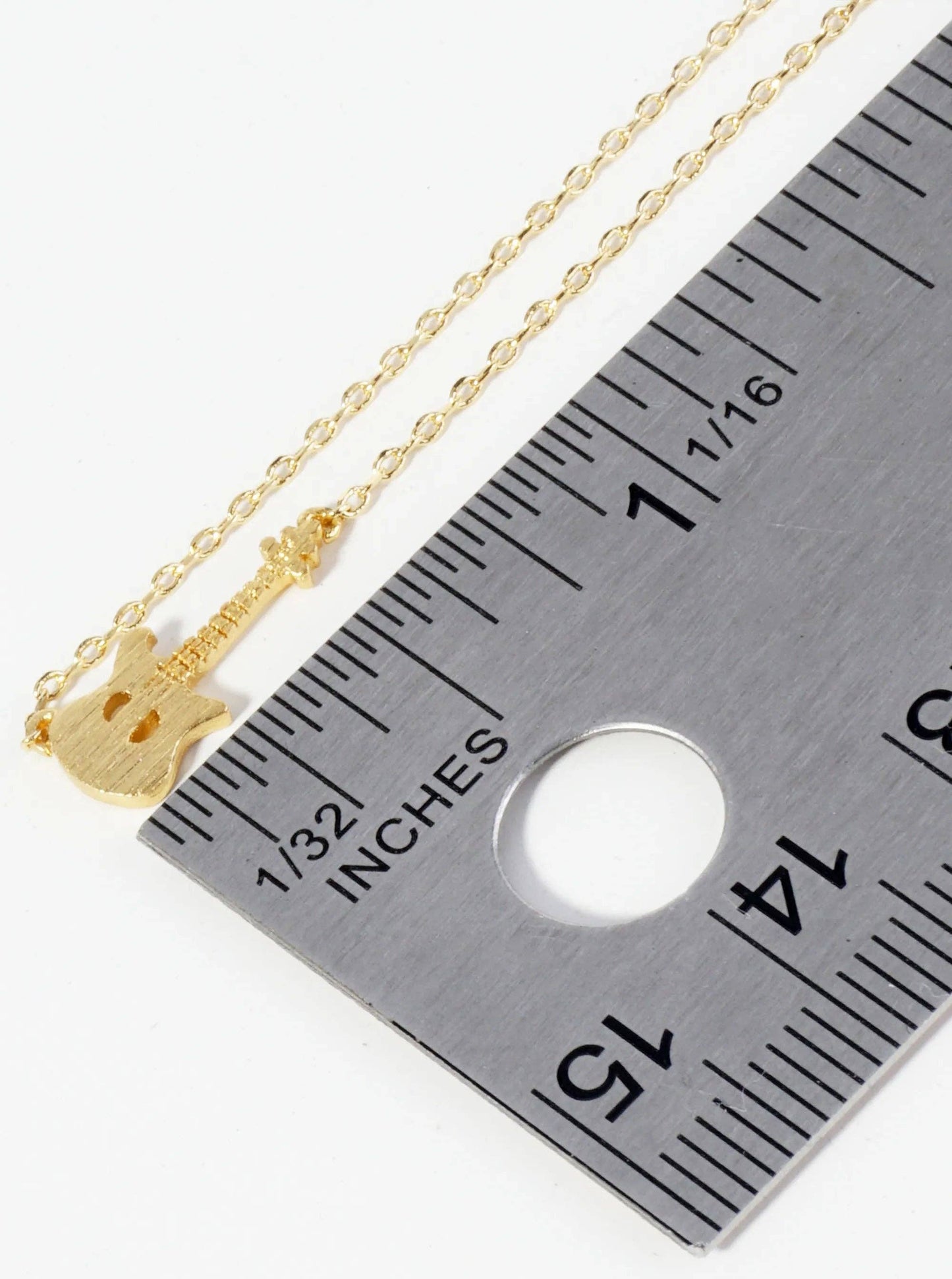 18K Gold Dipped Brass Electric Guitar Necklace: Gold