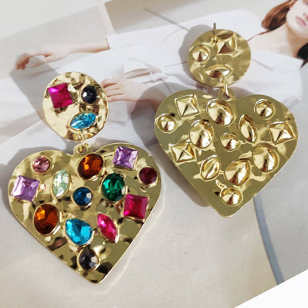 Heart Rhinestone Alloy Earrings E5657: Multi
