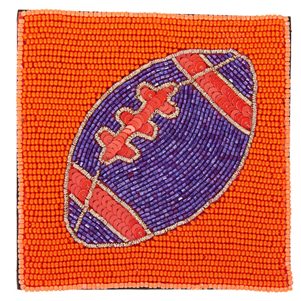 Seed Beaded Square Football Home Coaster: GANGD / ONE SIZE