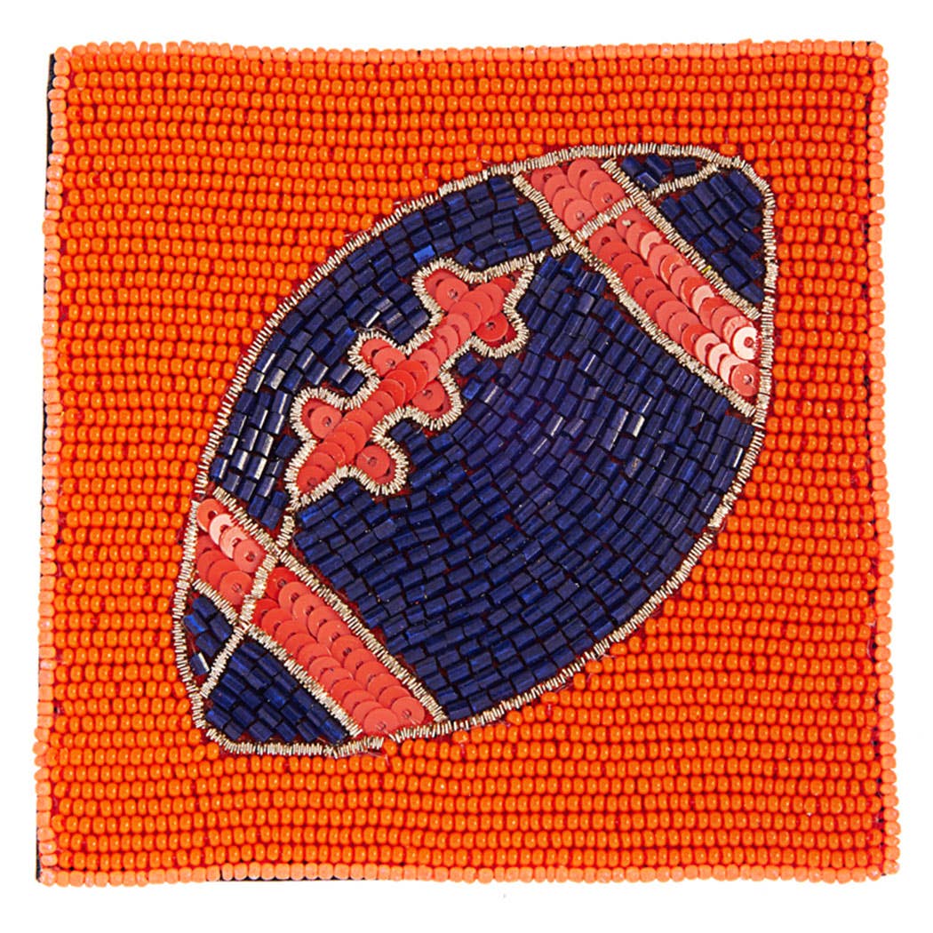 Seed Beaded Square Football Home Coaster: GANGD / ONE SIZE