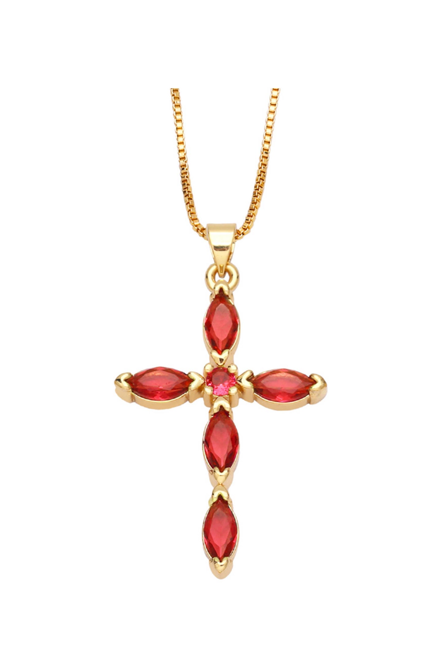 Cross Cubic Zirconia Pendant Necklace  N4764: Blue