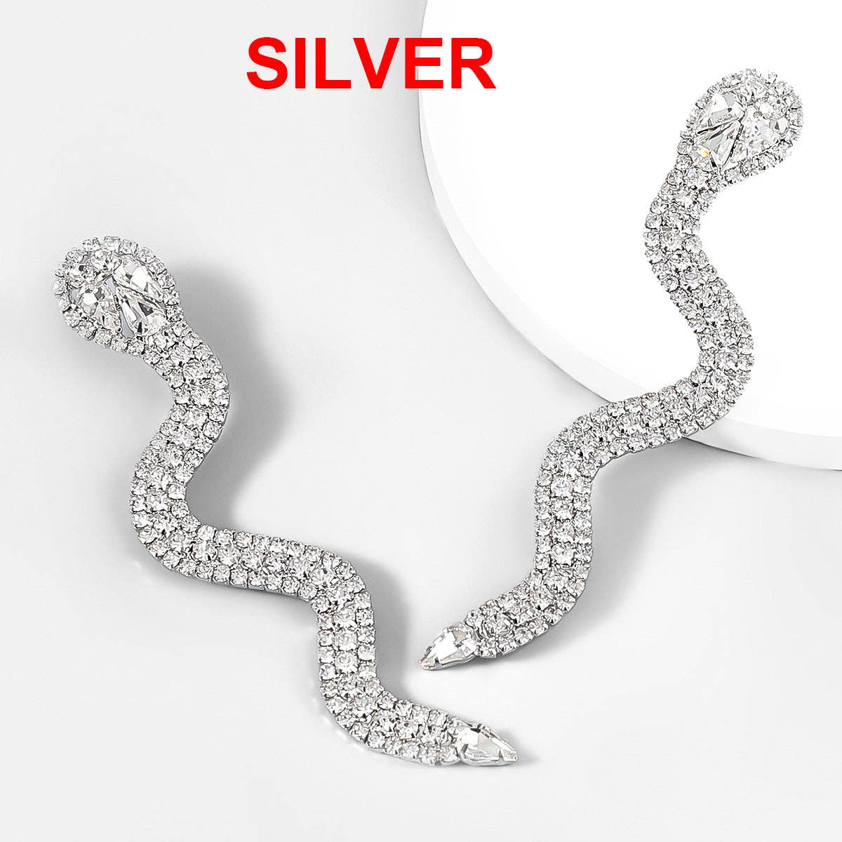 Snake Rhinestone Earrings E5672: Gold