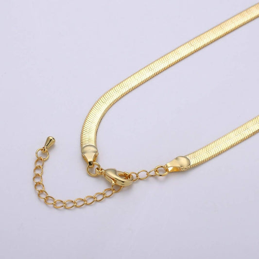 Vermeil Herringbone Chain Gold Plated over Sterling Silver Bold Necklace 3, 4, 5mm wide Herringbone Chain for Layering Necklace 16, 18, 20 Inch | CN-766 - CN-781, 930, 931, 932, 949, 950, 970  Clearance Pricing: 20 / 4.5mm