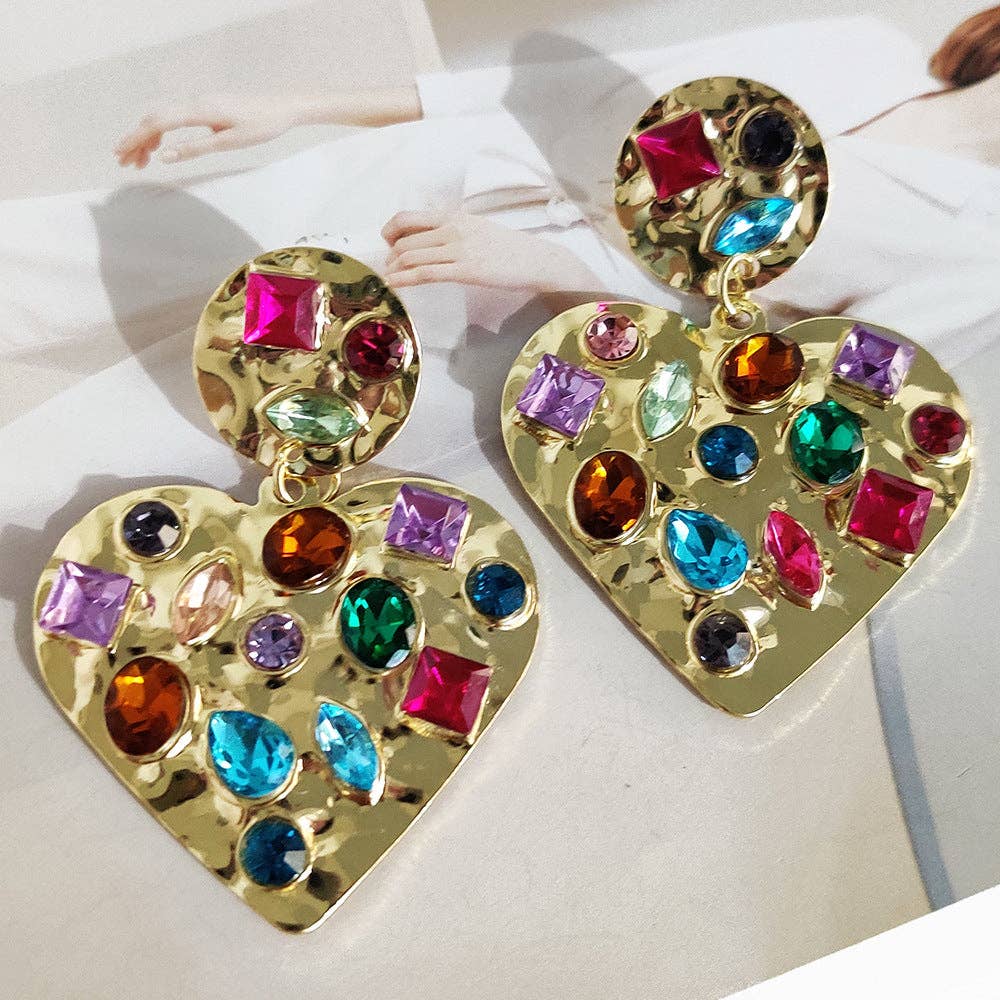Heart Rhinestone Alloy Earrings E5657: Multi