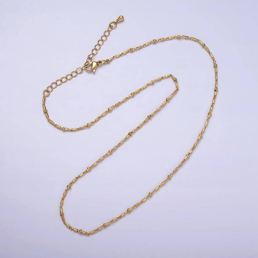 24K Gold Filled Tube Chain With Gold Beads For Wholesale Necklace Dainty Satellite Chain Jewelry Making Supplies | WA-1857 WA-1858 Clearance Pricing: Gold