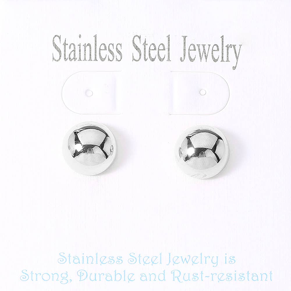 18K Gold Dipped Stainless Steel Dome Stud Earrings
: Gold