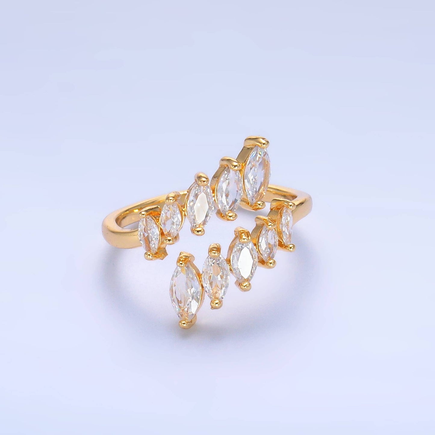 Dainty Clear Marquise CZ Gold Adjustable Ring