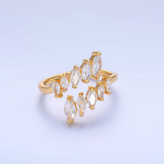 Dainty Clear Marquise CZ Gold Adjustable Ring