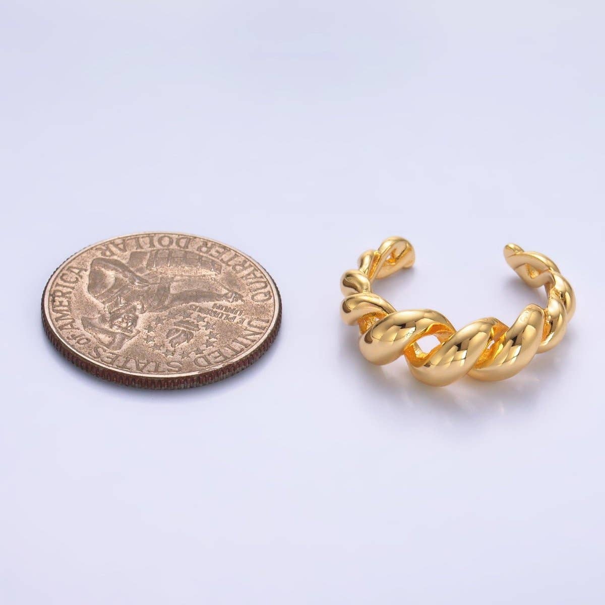 16K Gold Filled Spiral Twisted Out Rope Ring | O552