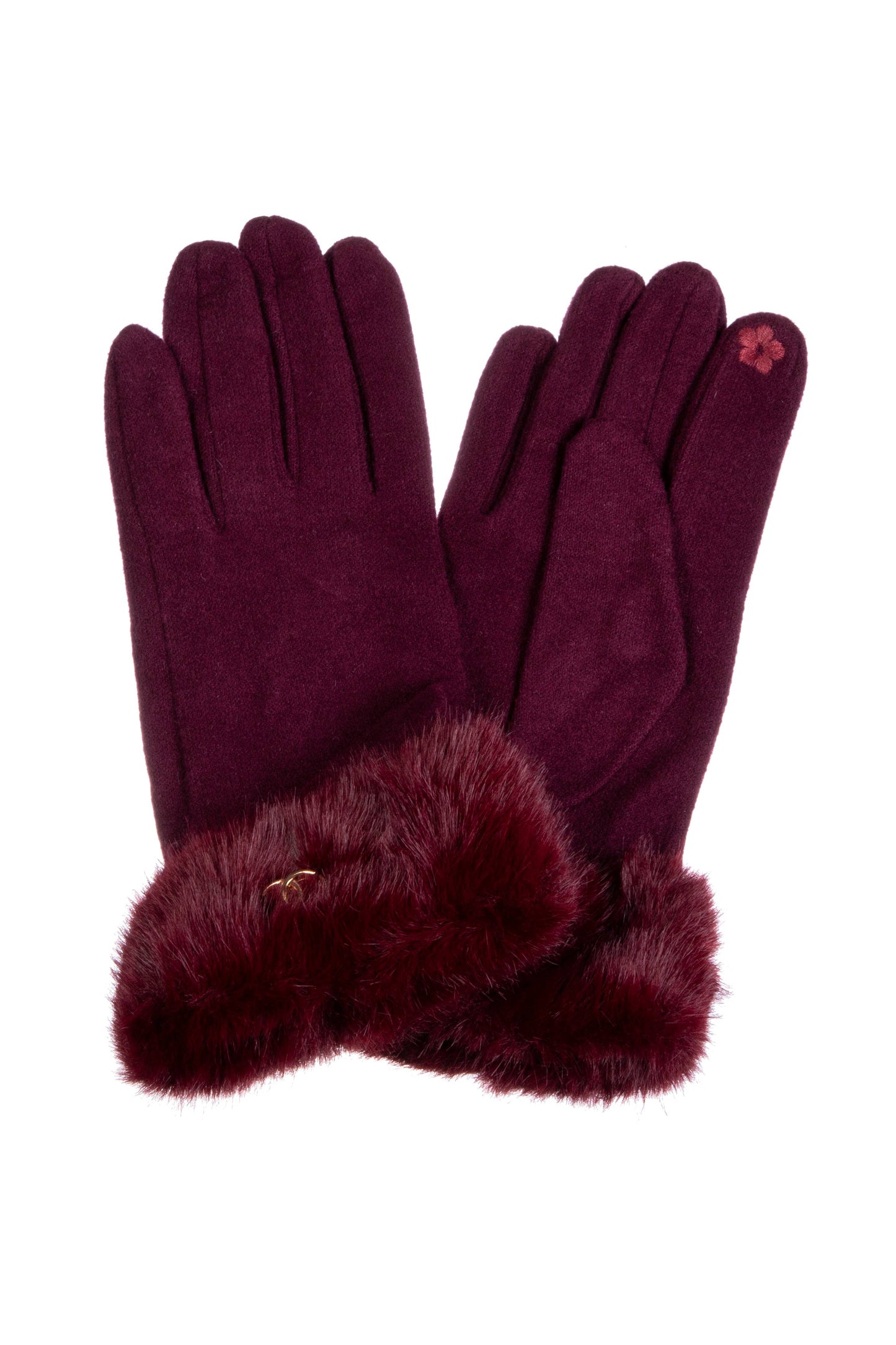 Faux Fur Touch Screen Gloves : Grey