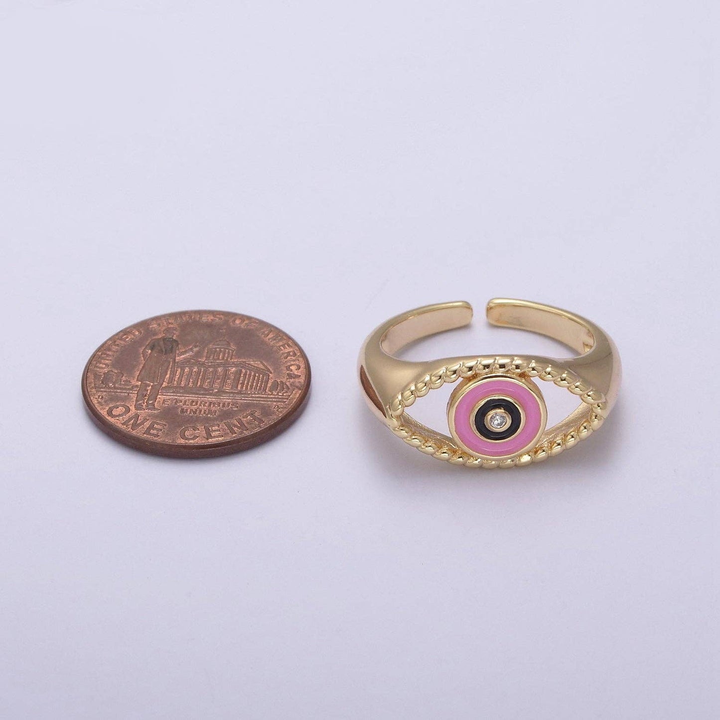 Gold Filled Colorful Evil Eye Open Ring U254 U255 U256 U257: Blue