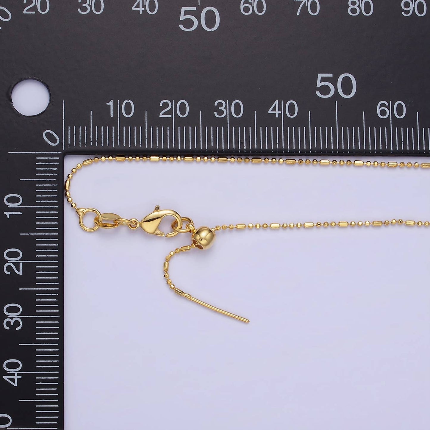 14K Gold Filled 1mm Bead Tube Chain 18 Inch Slider Necklace: Gold