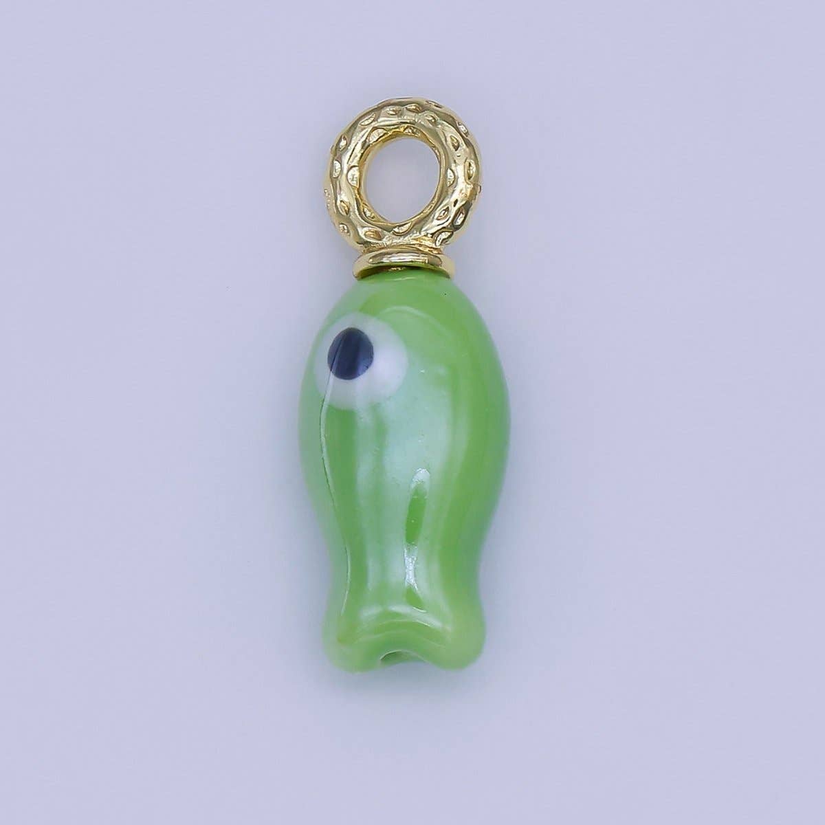 24K Gold Filled 30mm Enamel Fish Sea Animal Ceramic Drop Charm | X794 - X801: Blue