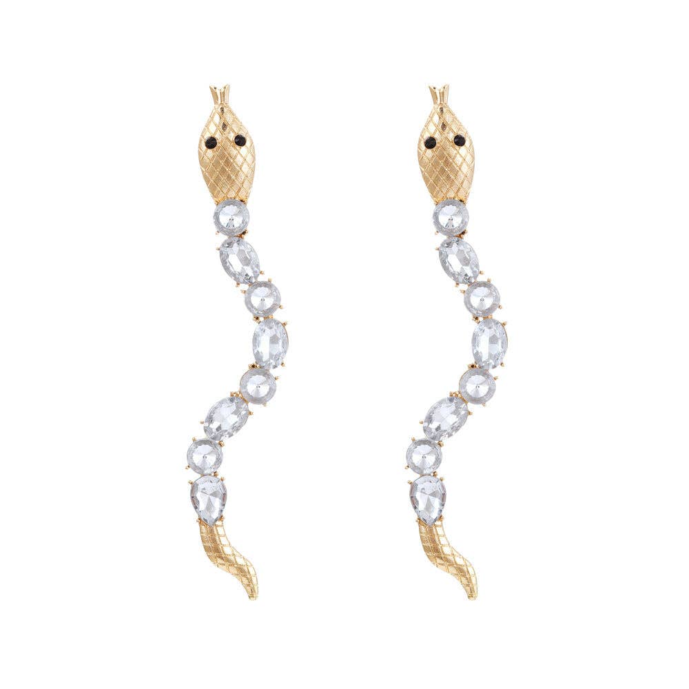 Snake Rhinestone Earrings E7269: White