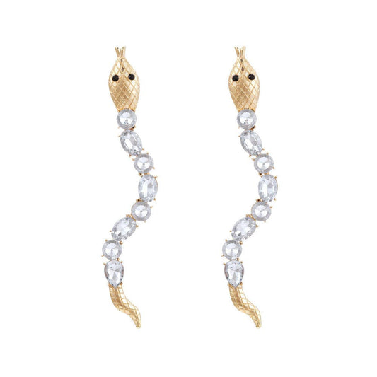 Snake Rhinestone Earrings E7269: White