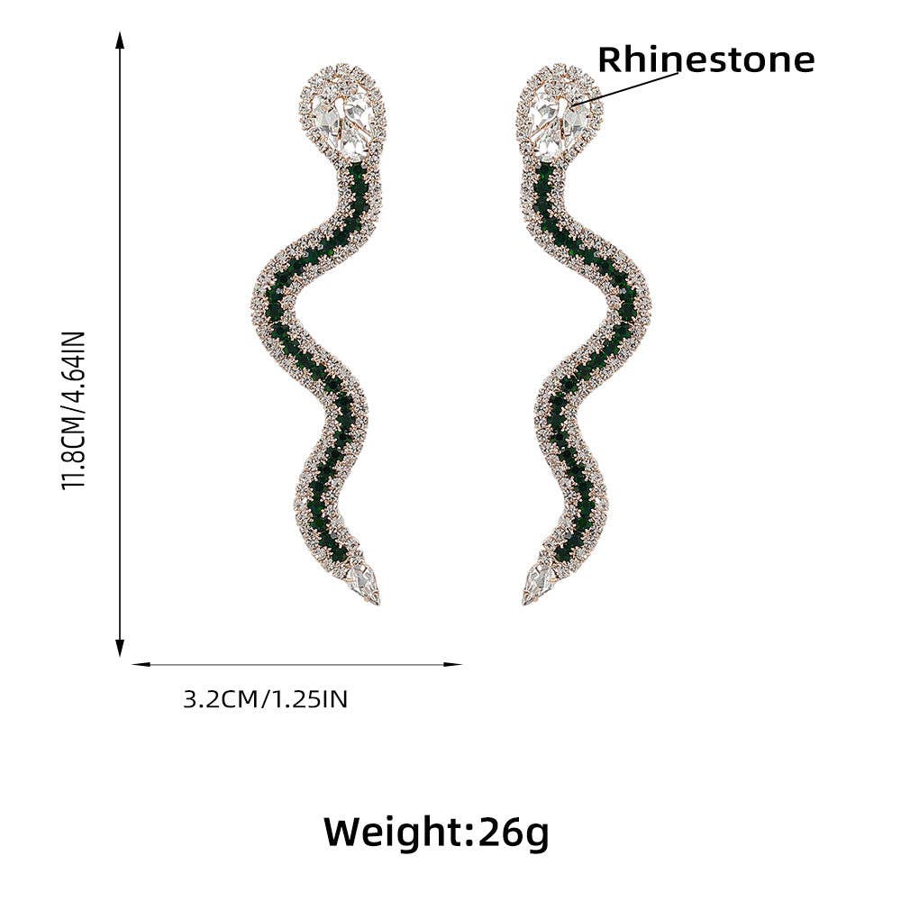Snake Rhinestone Earrings E5672: Gold
