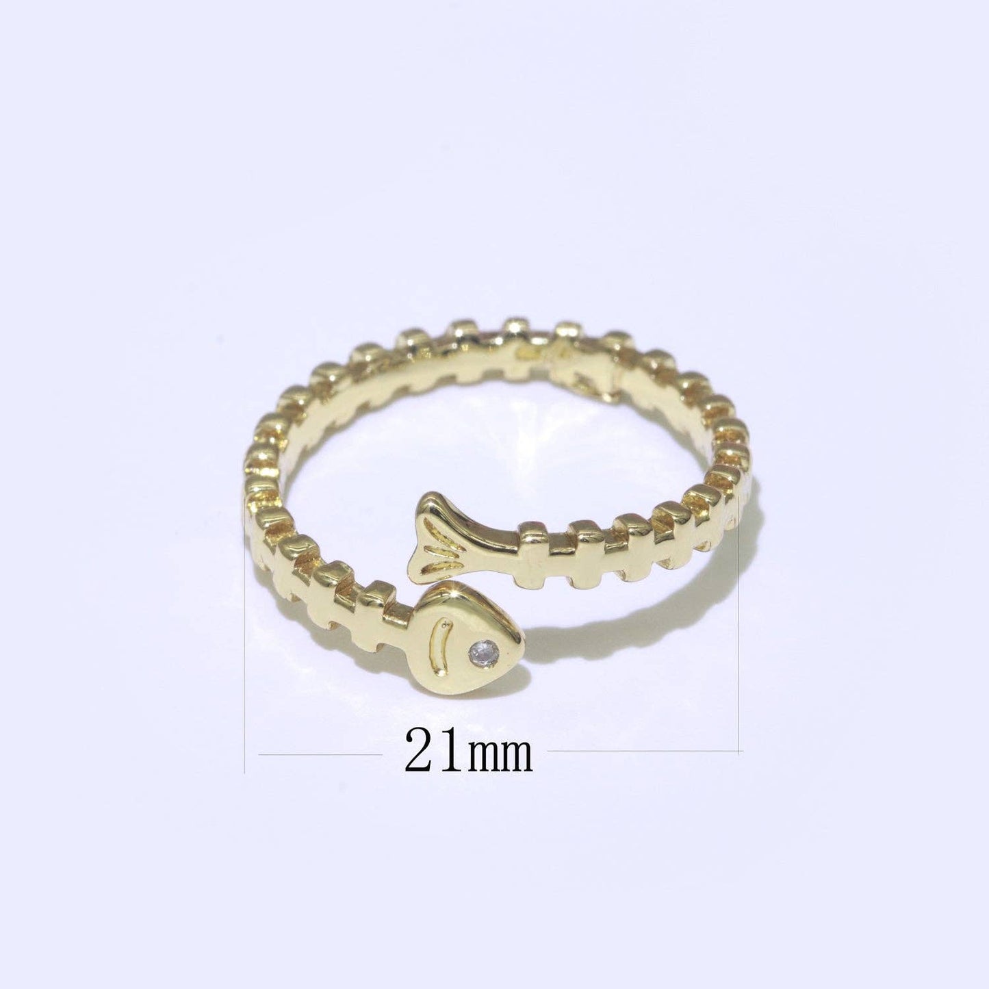 Gold Filled Fish Bone Adjustable Ring O436
