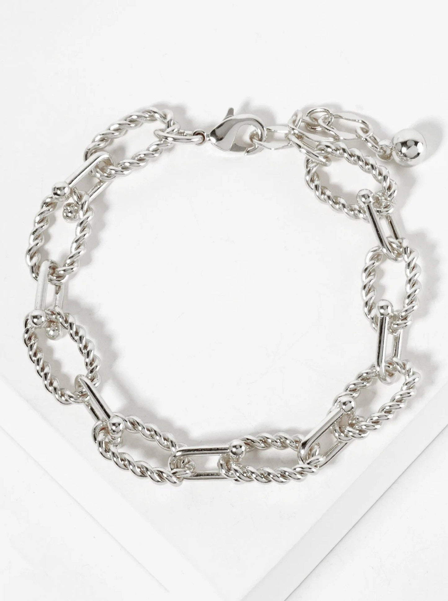 18K-Gold-Dipped Rope-Texture Polished Brass 16-11mm Chain Bracelet: Gold