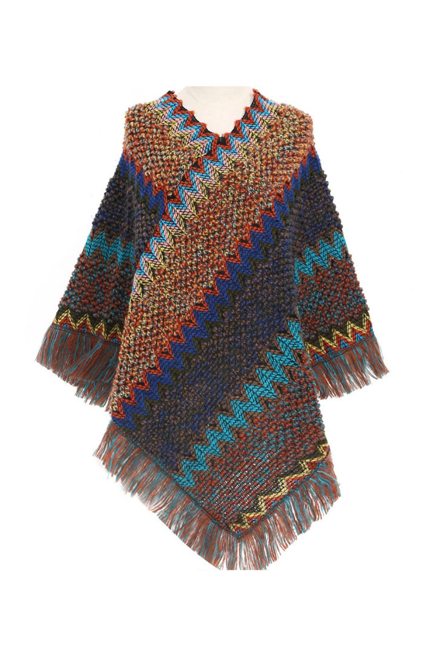 Knitted Tassel Shawl S0097: Rose Red
