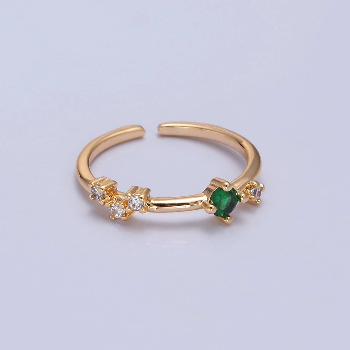 Colorful CZ Crystal Minimalist Gold Ring O2152~O2157: AB Color