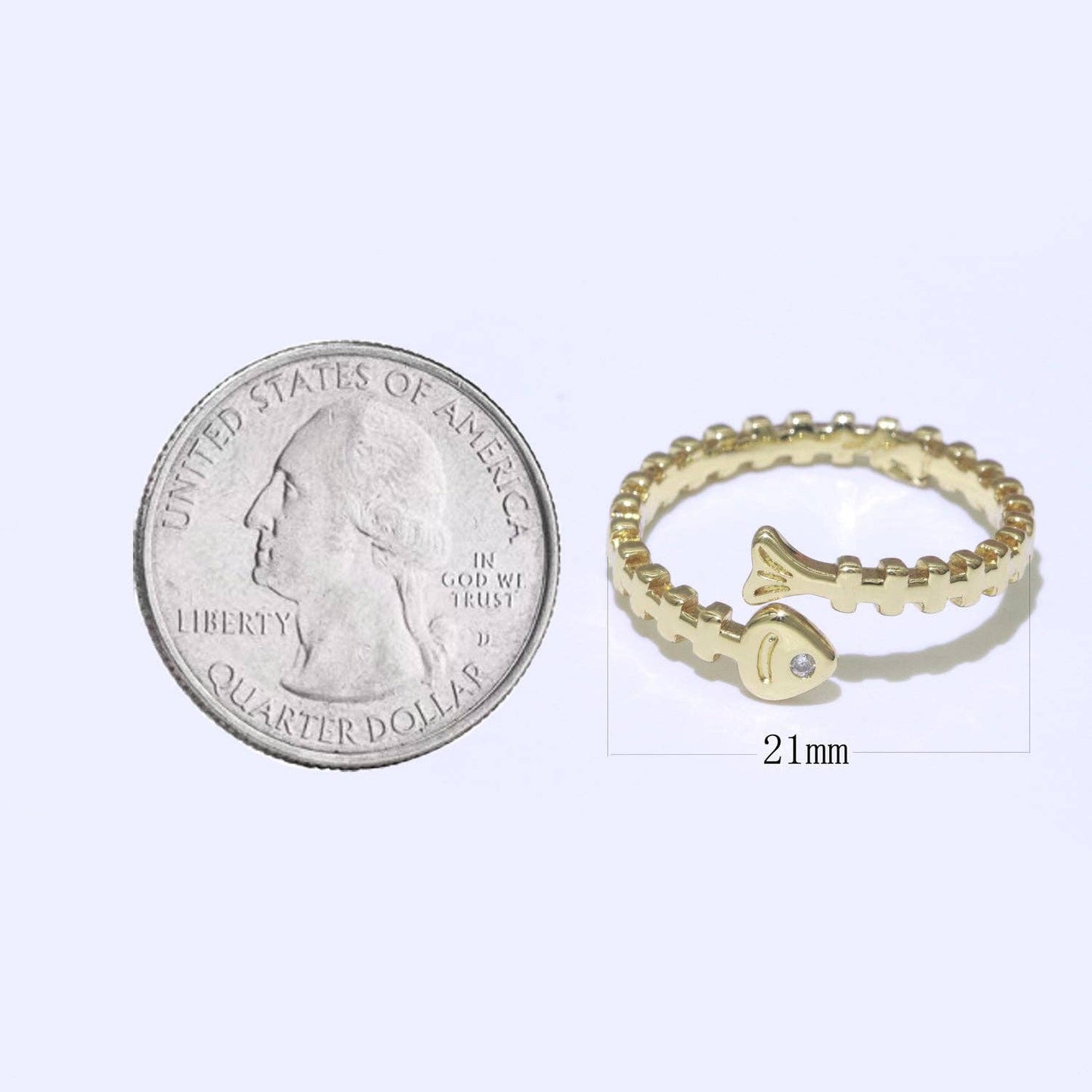 Gold Filled Fish Bone Adjustable Ring O436