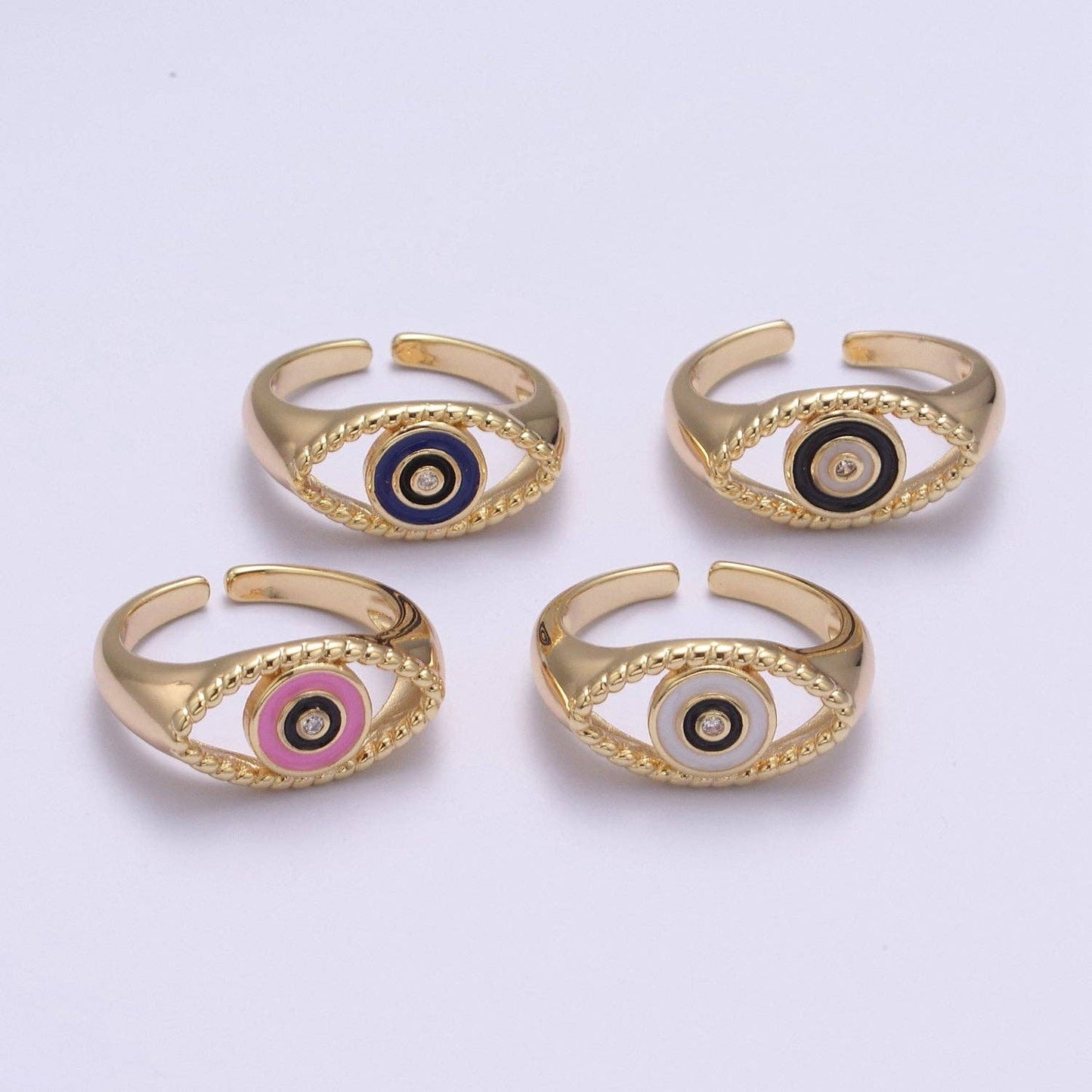 Gold Filled Colorful Evil Eye Open Ring U254 U255 U256 U257: Blue