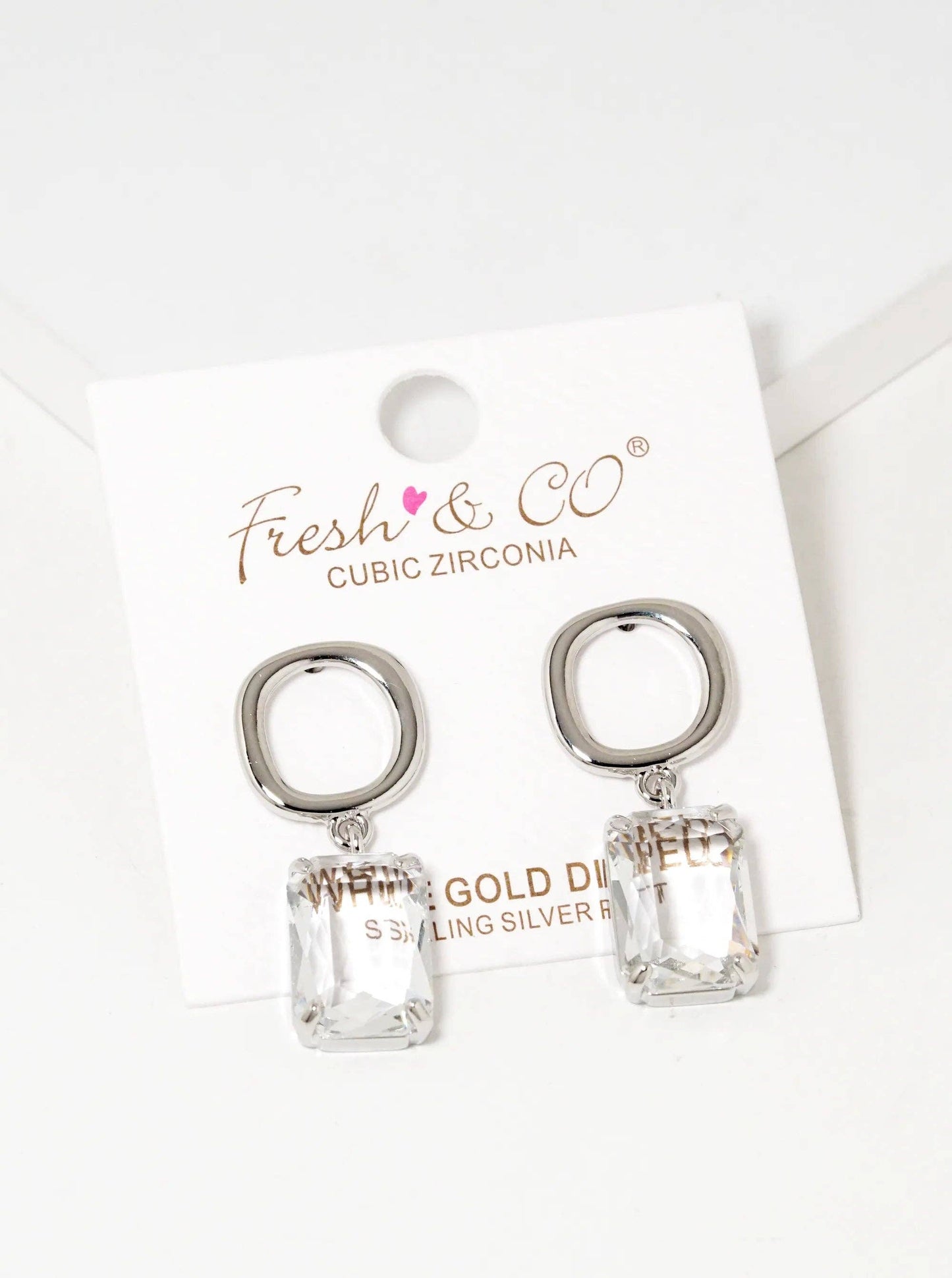 White Gold Dipped 13mm CZ Drop Dangle Earrings: Gold