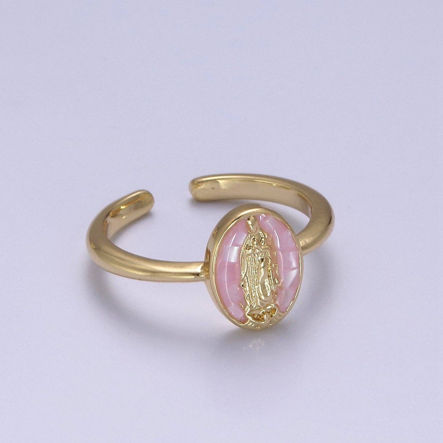 Gold Virgin Mary Ring | Religious Jewelry | Lady Guadalupe R: White