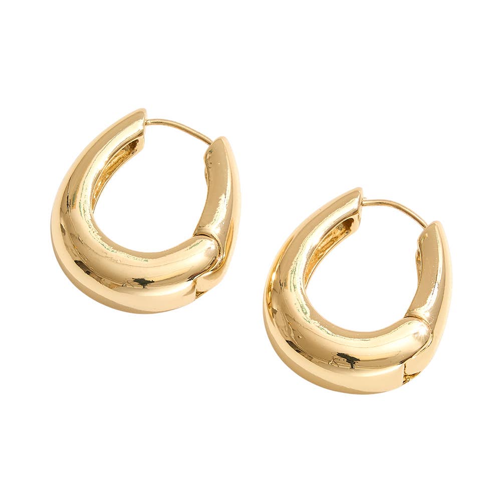 14K Gold Dipped Sculptural Huggie Hoop Earrings: Silver