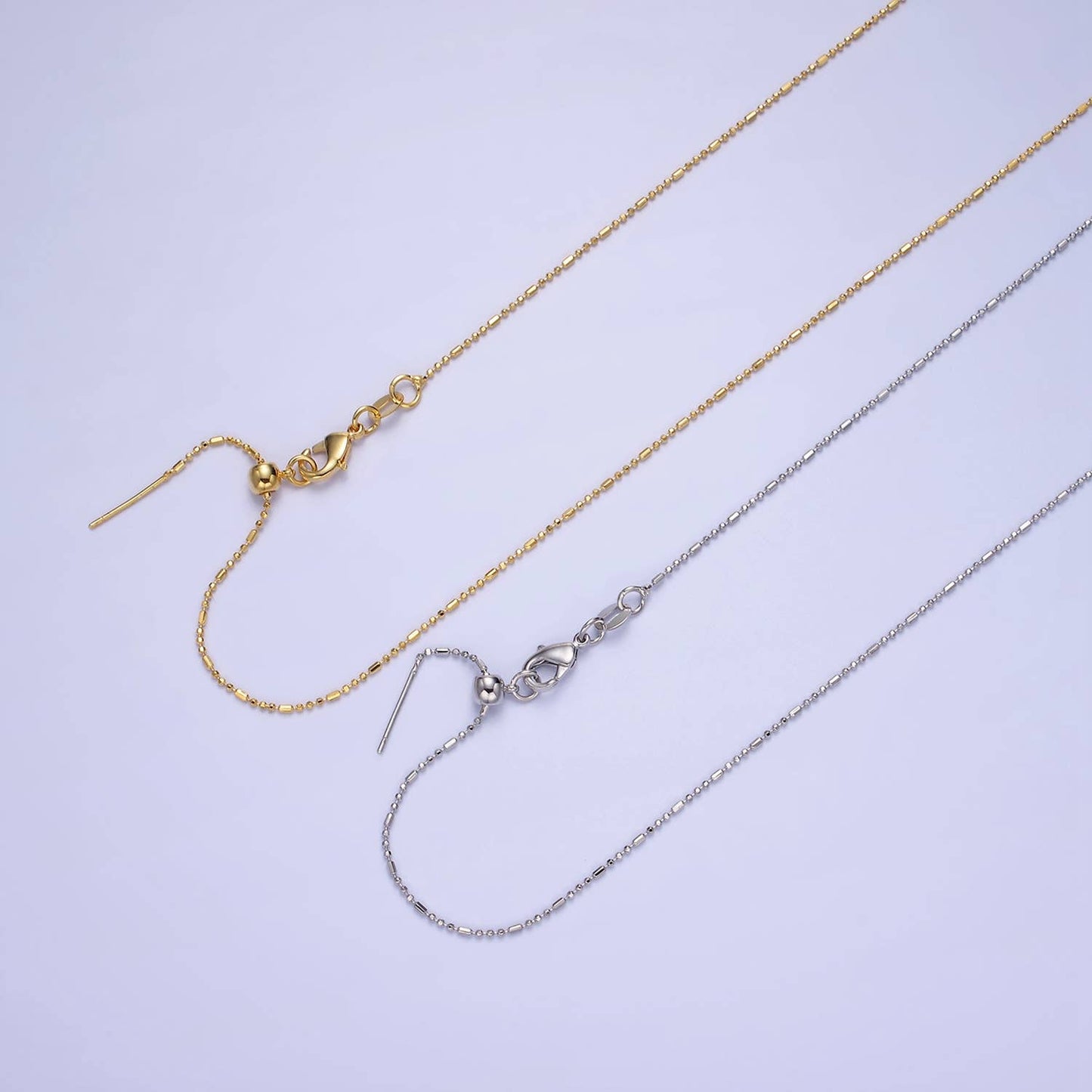 14K Gold Filled 1mm Bead Tube Chain 18 Inch Slider Necklace: Gold